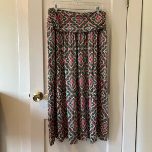 Boden Pink and Green A-Line Skirt